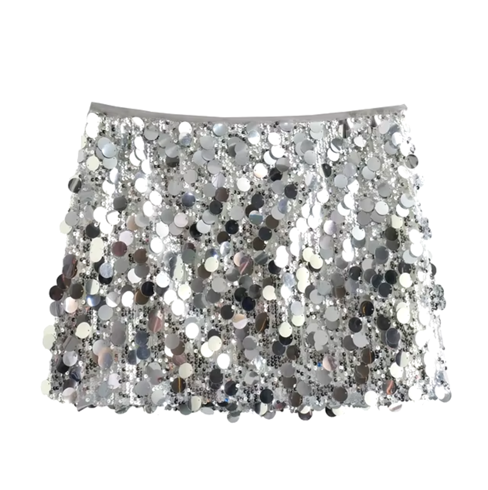 Women's Mini Skirt with Sequins Silver