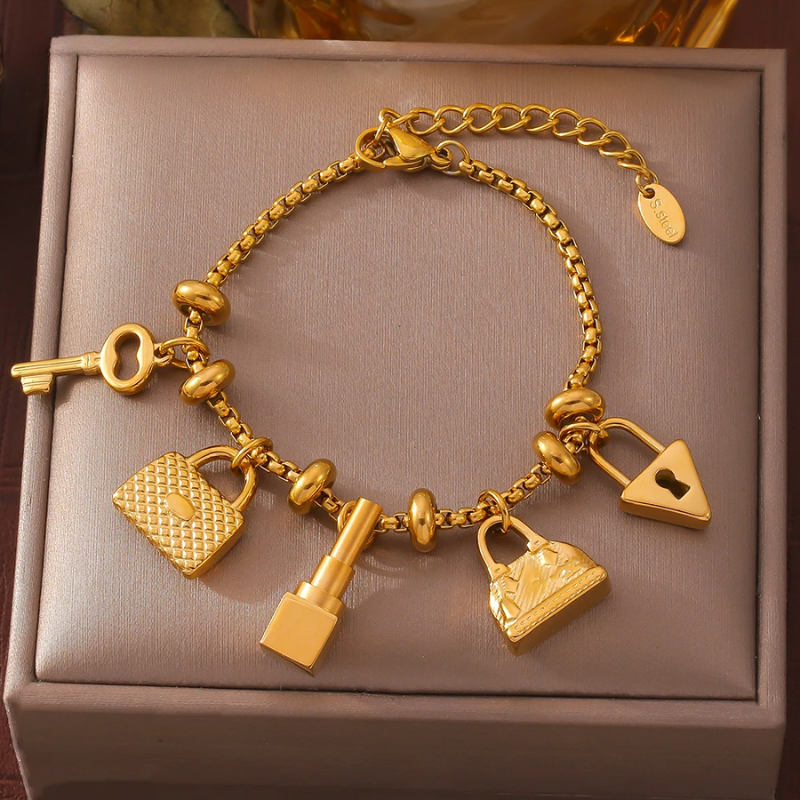 Elegant Charm Bracelet for Personalization Gold