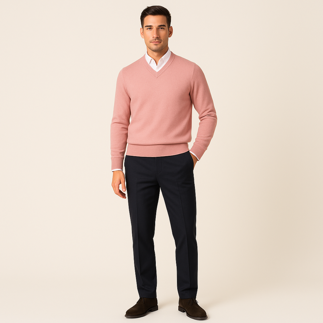 Men's V-Neck Knit Pullover Sweater