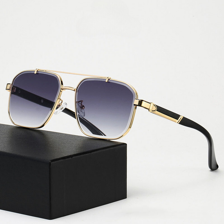 Stylish UV Protection Sunglasses Gray Gold Gradient