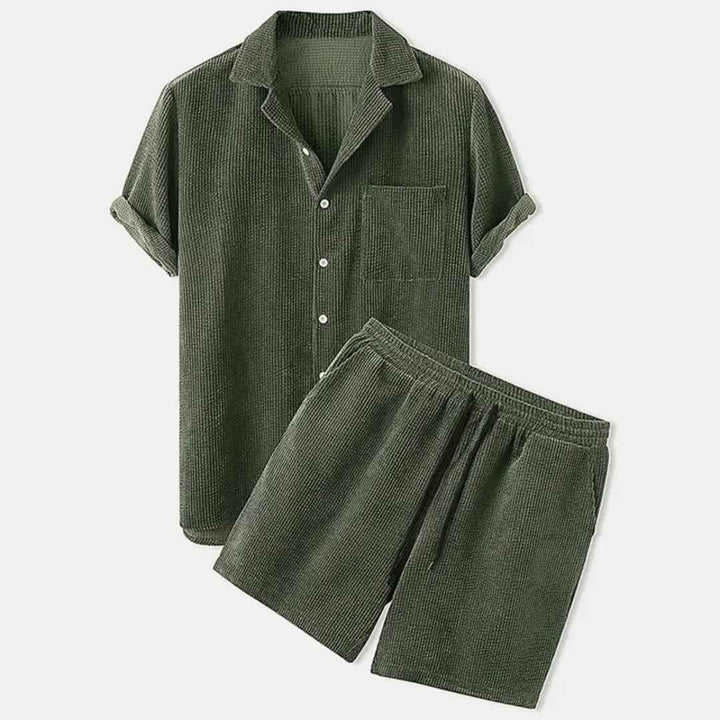 Men's Retro Casual Corduroy Set Green