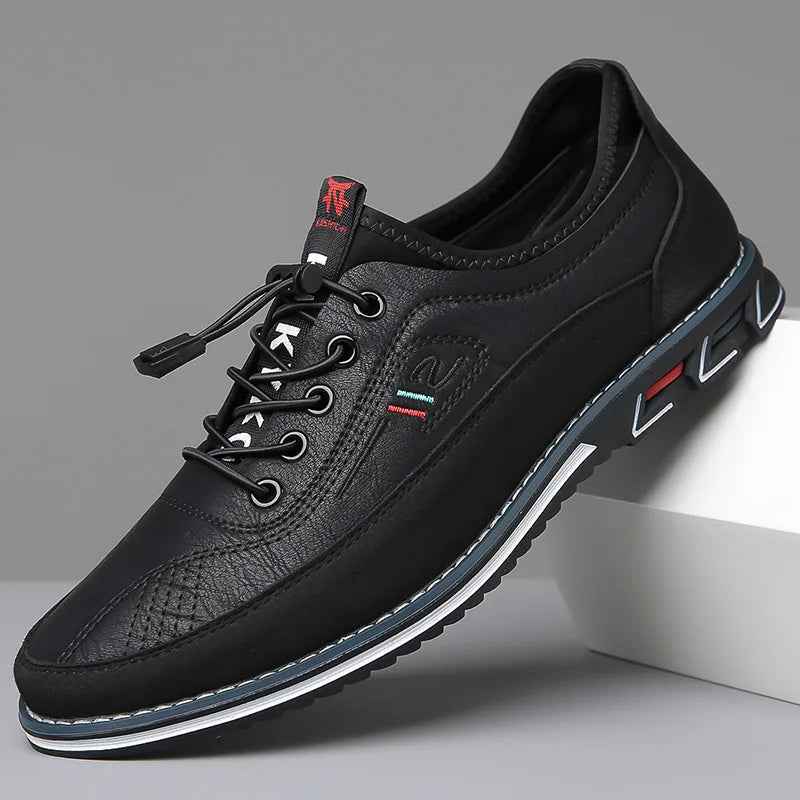 Men's Slip-On Sneakers with Tassel and Laces | Round Toe Cap Black