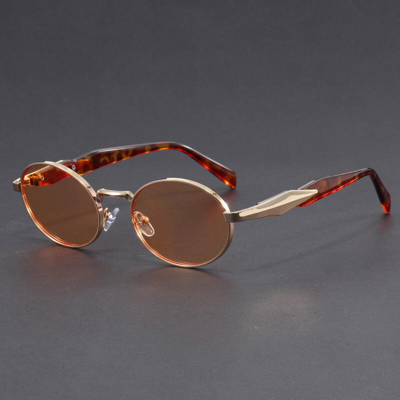 Vintage-Inspired Gold Sunglasses Leopard