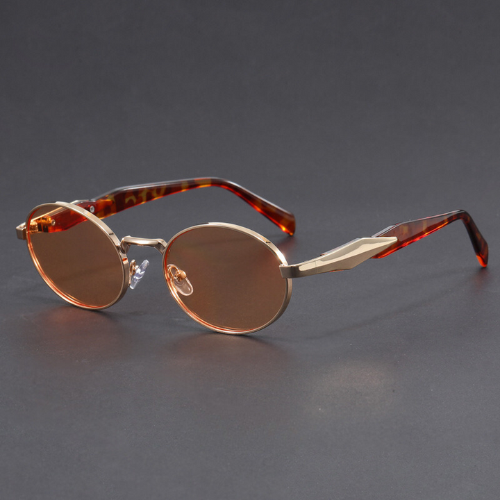 Vintage-Inspired Gold Sunglasses Leopard