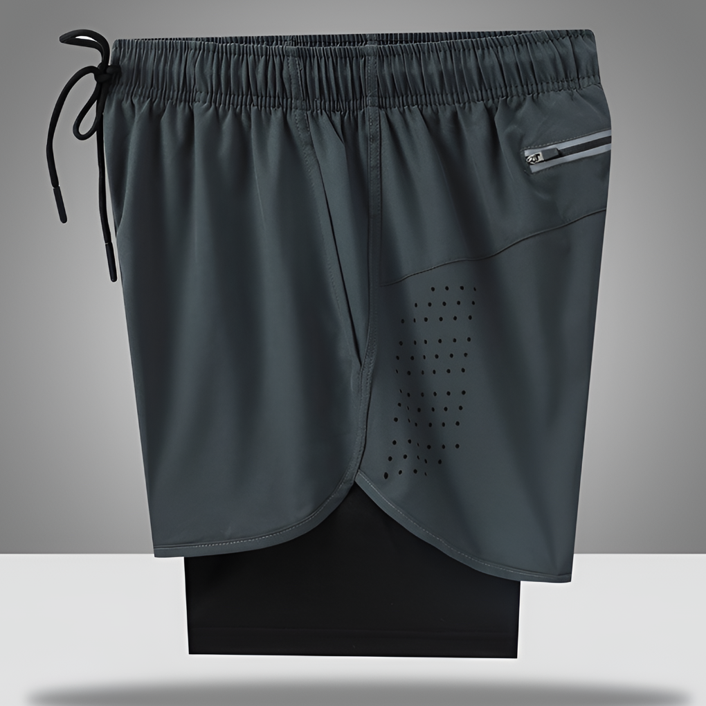 Men's Quick-Dry Running Shorts with Zipper Gray