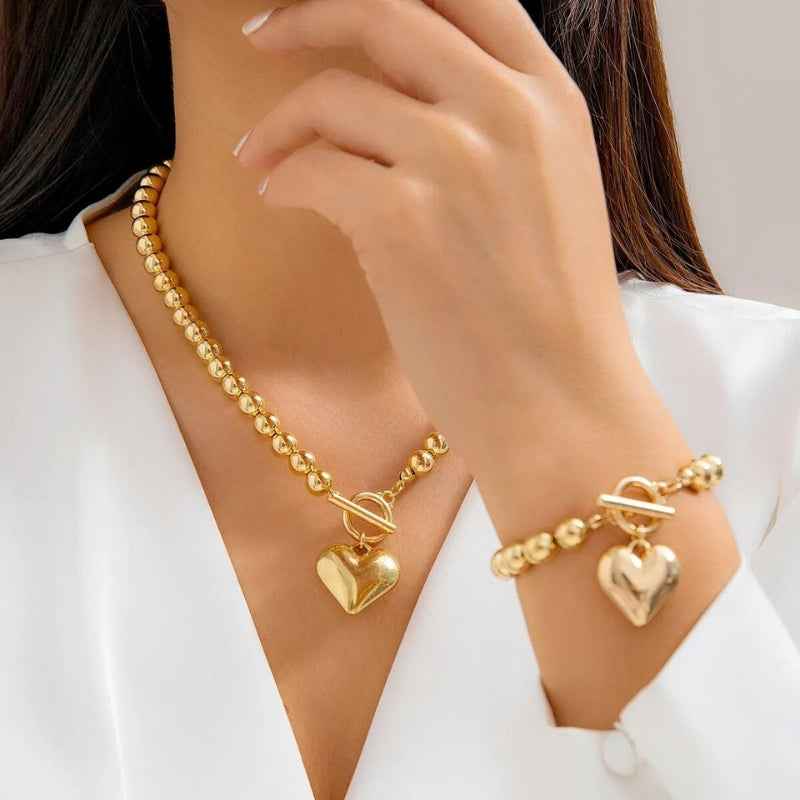 Elegant Pearl Jewelry Set Gold