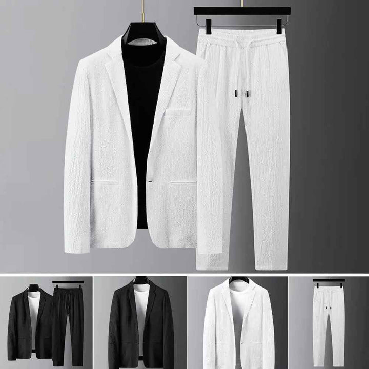 Men's Striped Pleat Blazer Suit