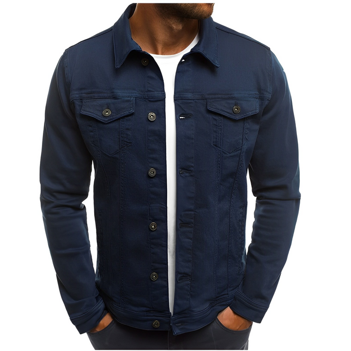 Men's Lightweight Denim Summer Jacket for Warm Weather Dark Blue
