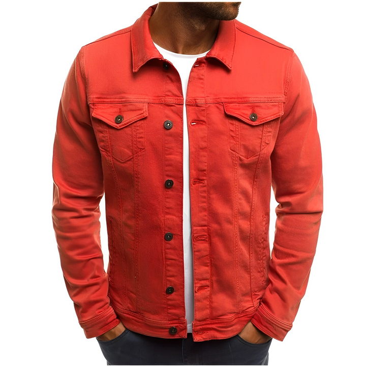 Men's Lightweight Denim Summer Jacket for Warm Weather Red