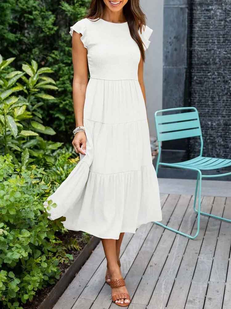Ronja | Effortless Stylish Flowy Layered Dress White