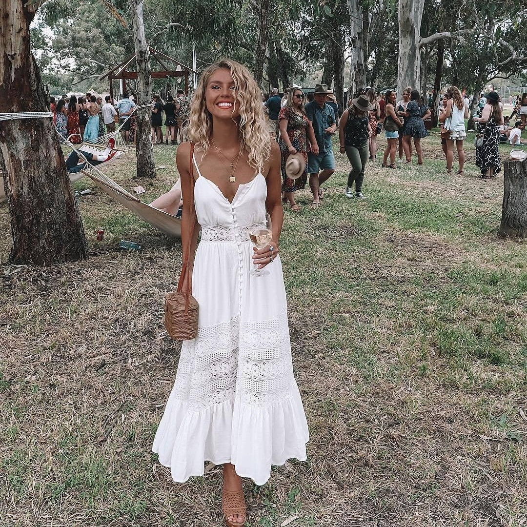 Colette | Women's Elegant Long White Summer Dress