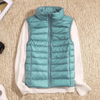 Women's Casual Warm Sleeveless Winter Vest Light Blue
