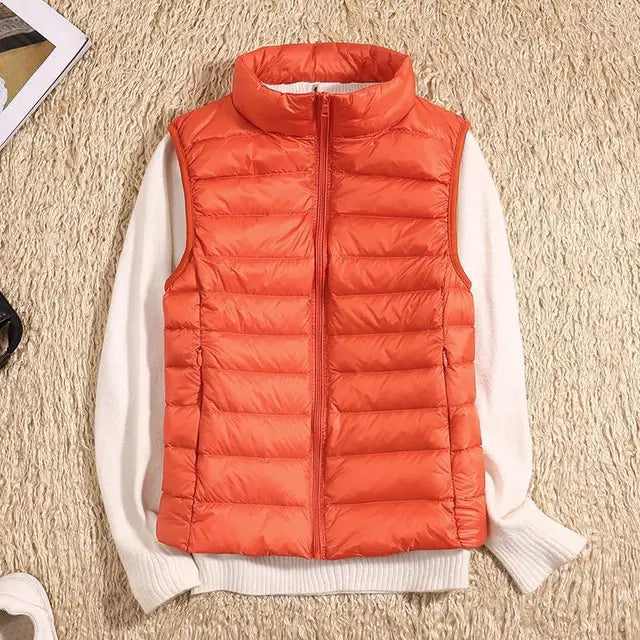 Women's Casual Warm Sleeveless Winter Vest Orange