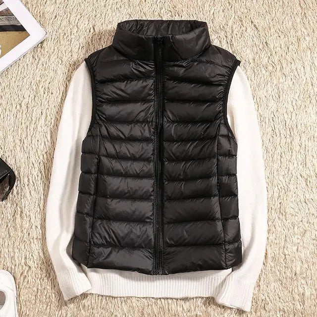Women's Casual Warm Sleeveless Winter Vest Black