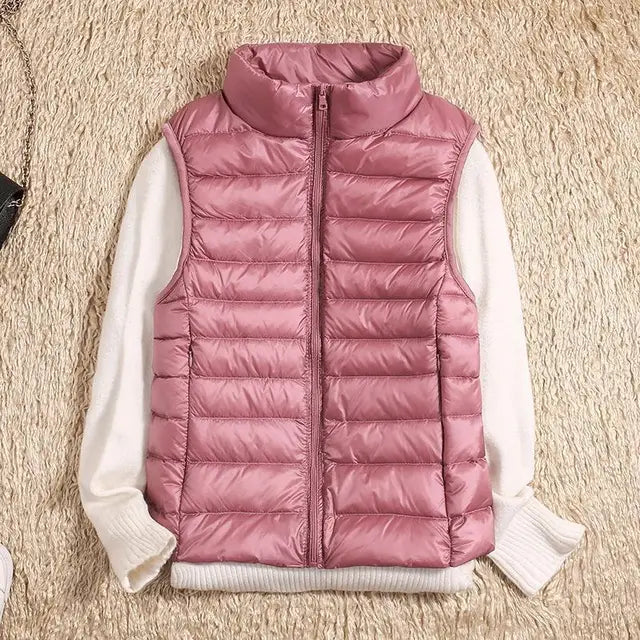 Women's Casual Warm Sleeveless Winter Vest Pink