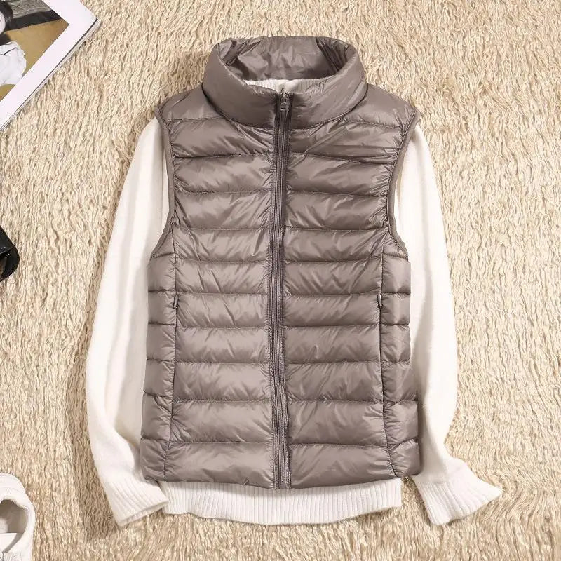 Women's Casual Warm Sleeveless Winter Vest Khaki