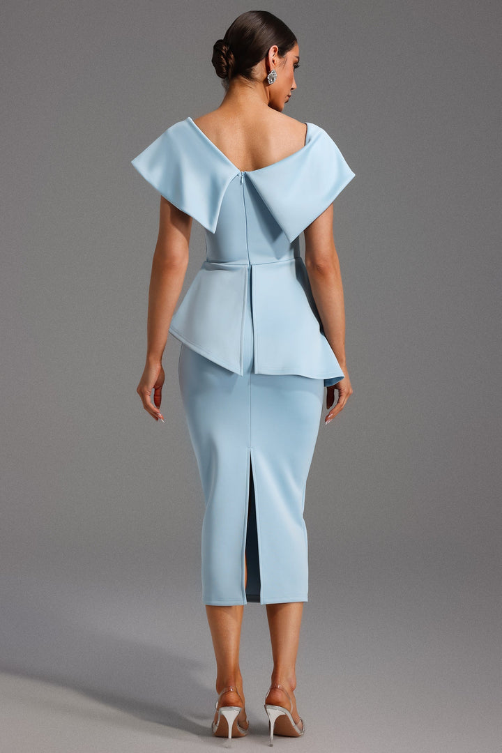 Destina | Women's Elegant Baby Blue Midi Dress