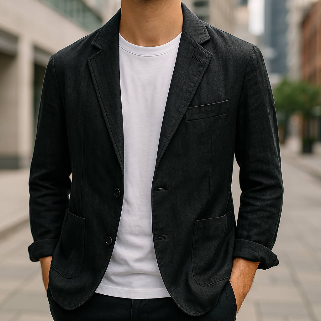 Linen Blazer for Men - Lightweight, Breathable, Stylish Summer Blazer Black