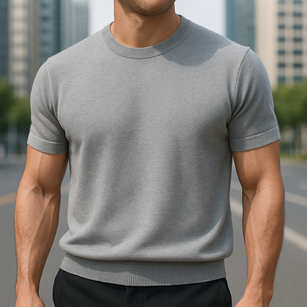 Merino Cashmere T-shirt for Men Grey