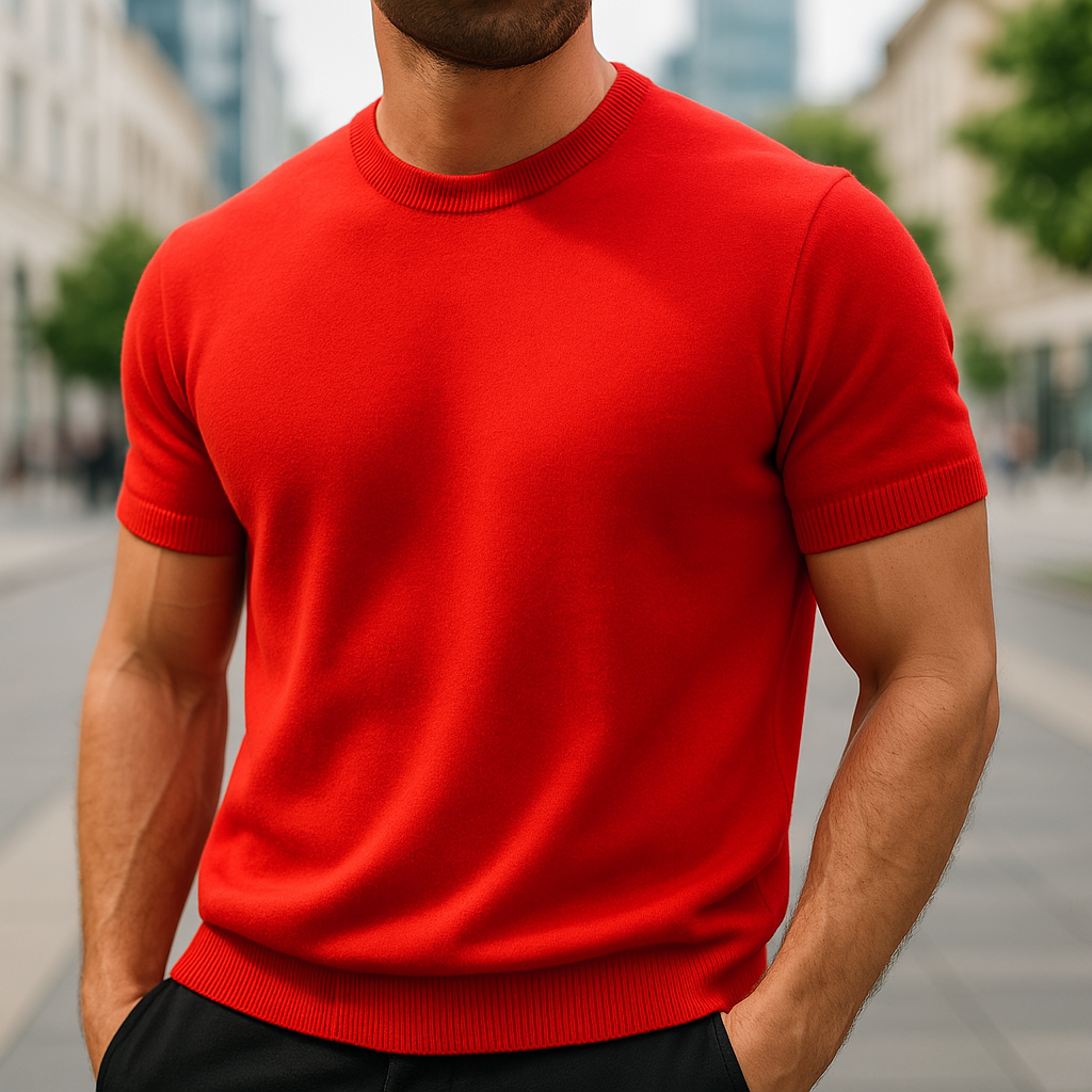 Merino Cashmere T-shirt for Men Red