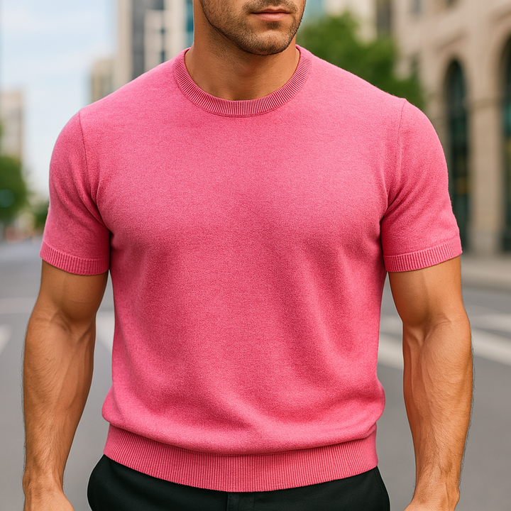 Merino Cashmere T-shirt for Men Pink