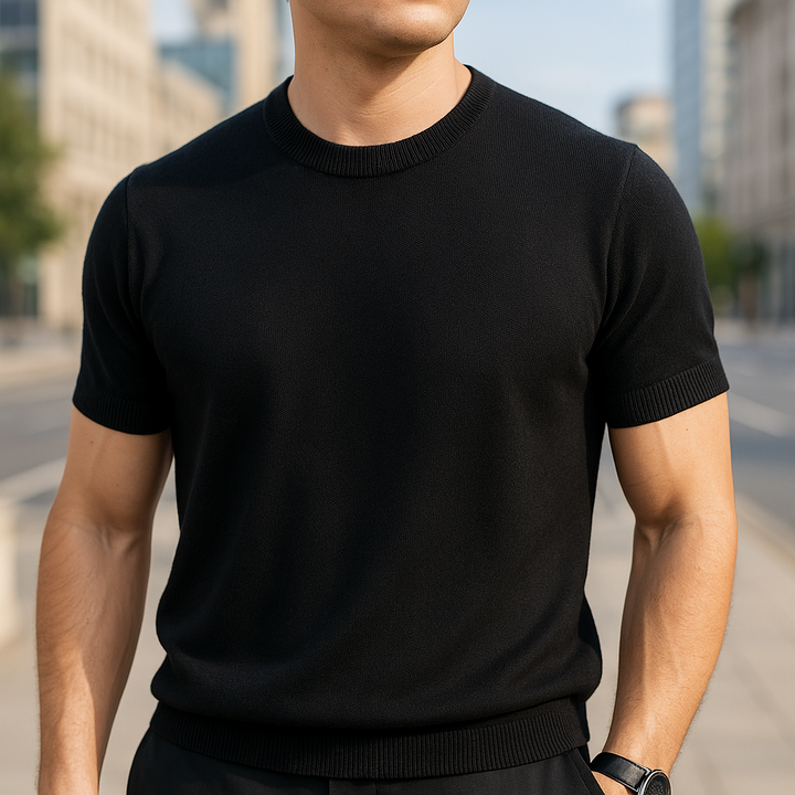 Merino Cashmere T-shirt for Men Black