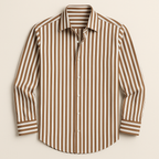 Men's Striped Dress Shirt - Brunello Style Brown