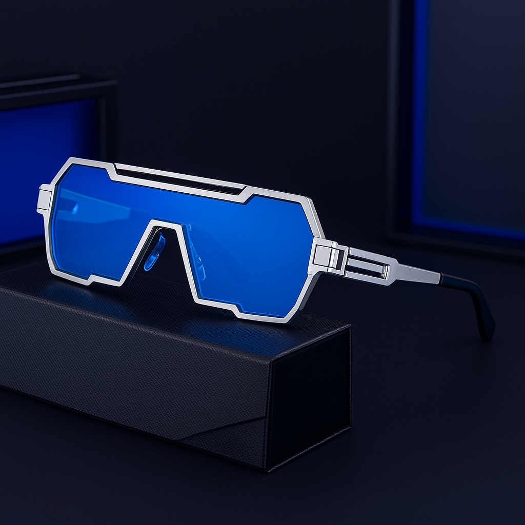 Stylish UV Protection Sunglasses Silver & Blue