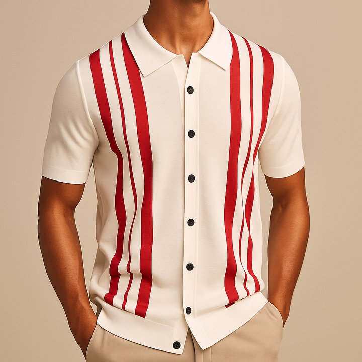 Men's Striped Polo Shirt - Haverford Style White