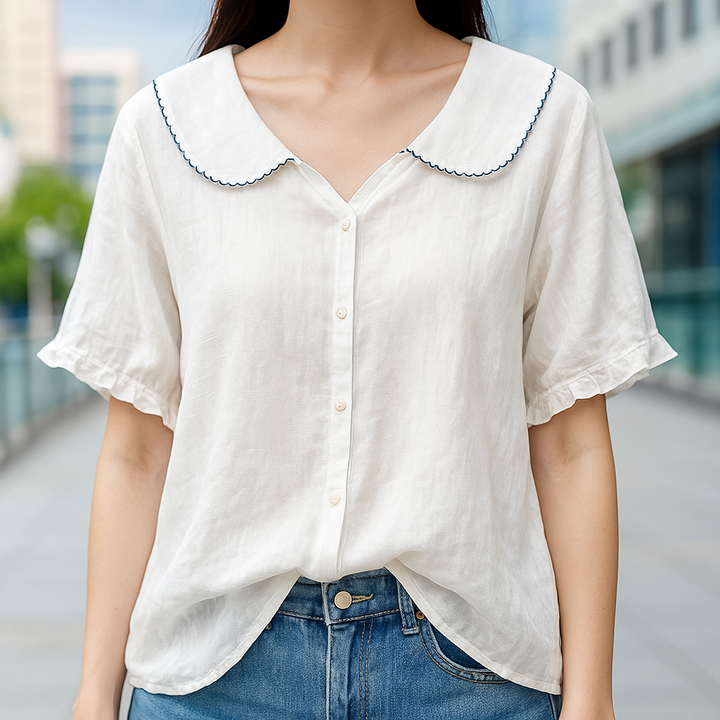 Linen Blouse for Women White