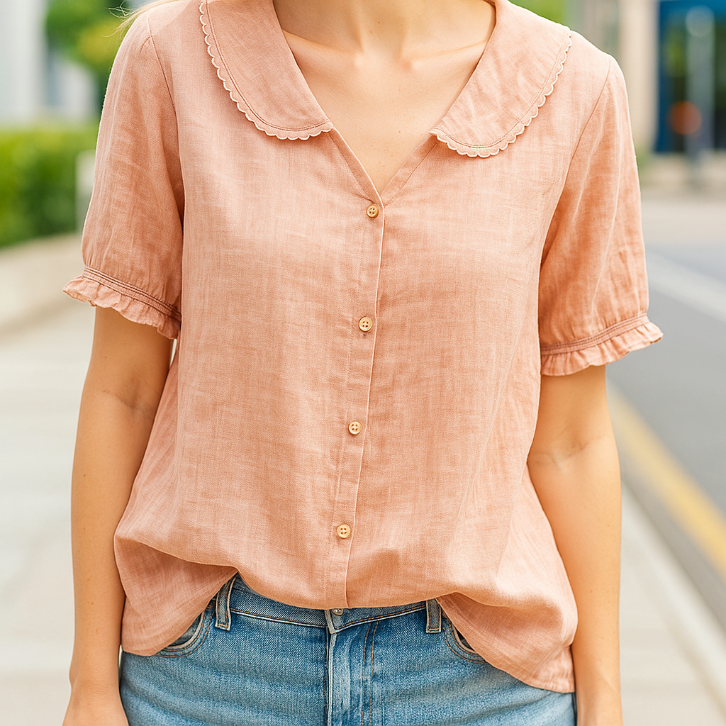 Linen Blouse for Women Orange