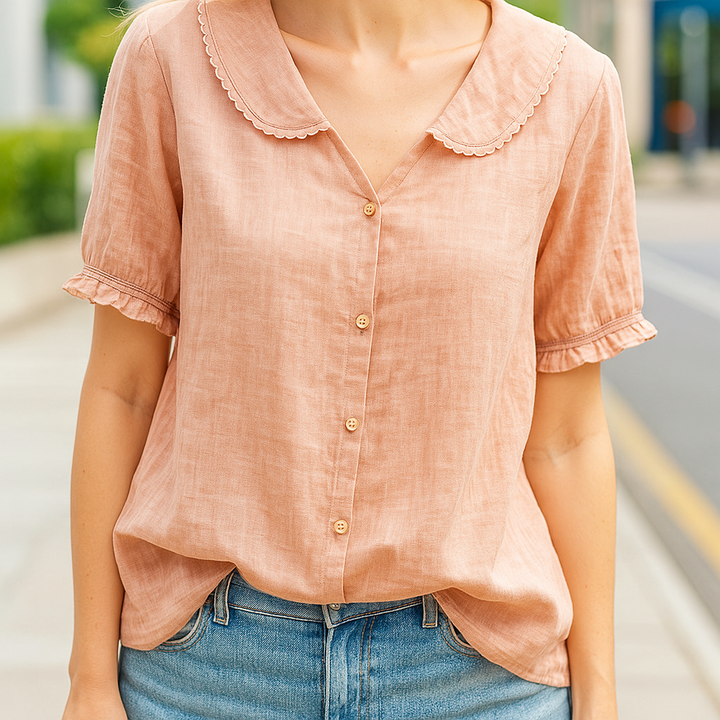 Linen Blouse for Women Orange