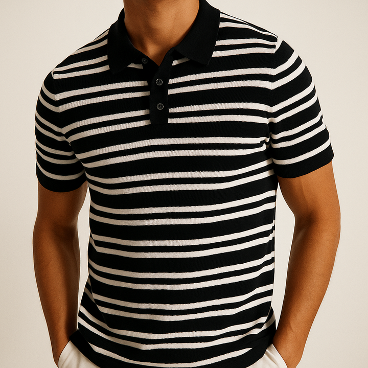 Men's Striped Polo Shirt - Stylish and Comfortable