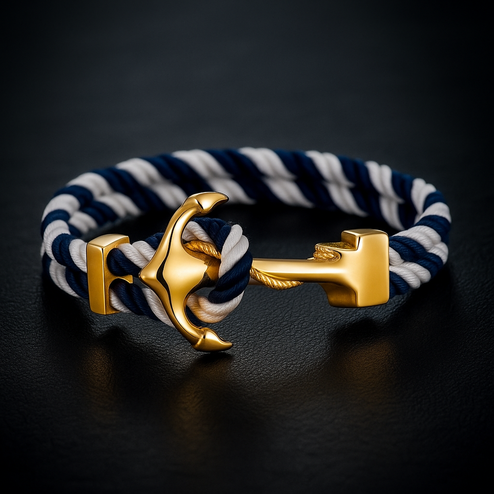 Durable Anchor Rope Bracelet White & Blue