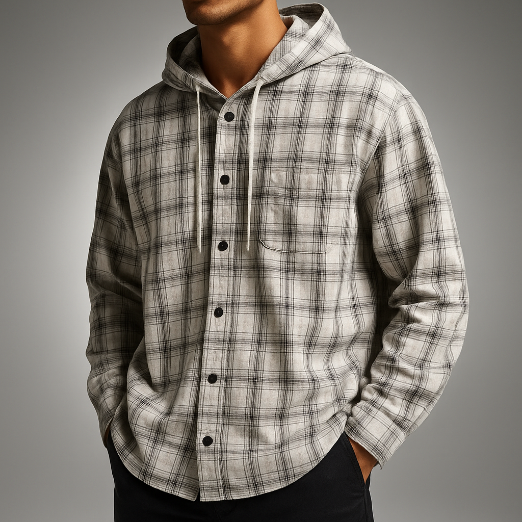 Men's Hooded Plaid Shirt - Stylish and Comfortable