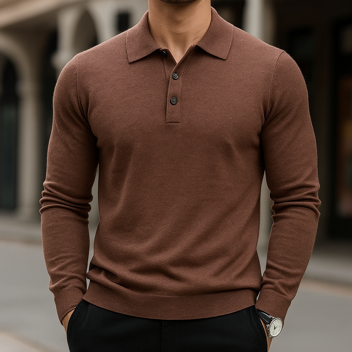Merino Wool Polo Shirt for Men Cream