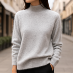 Luxurious Mink Cashmere Semi-Turtleneck
