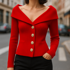 Cozy Chunky Knit Cardigan for Women Red