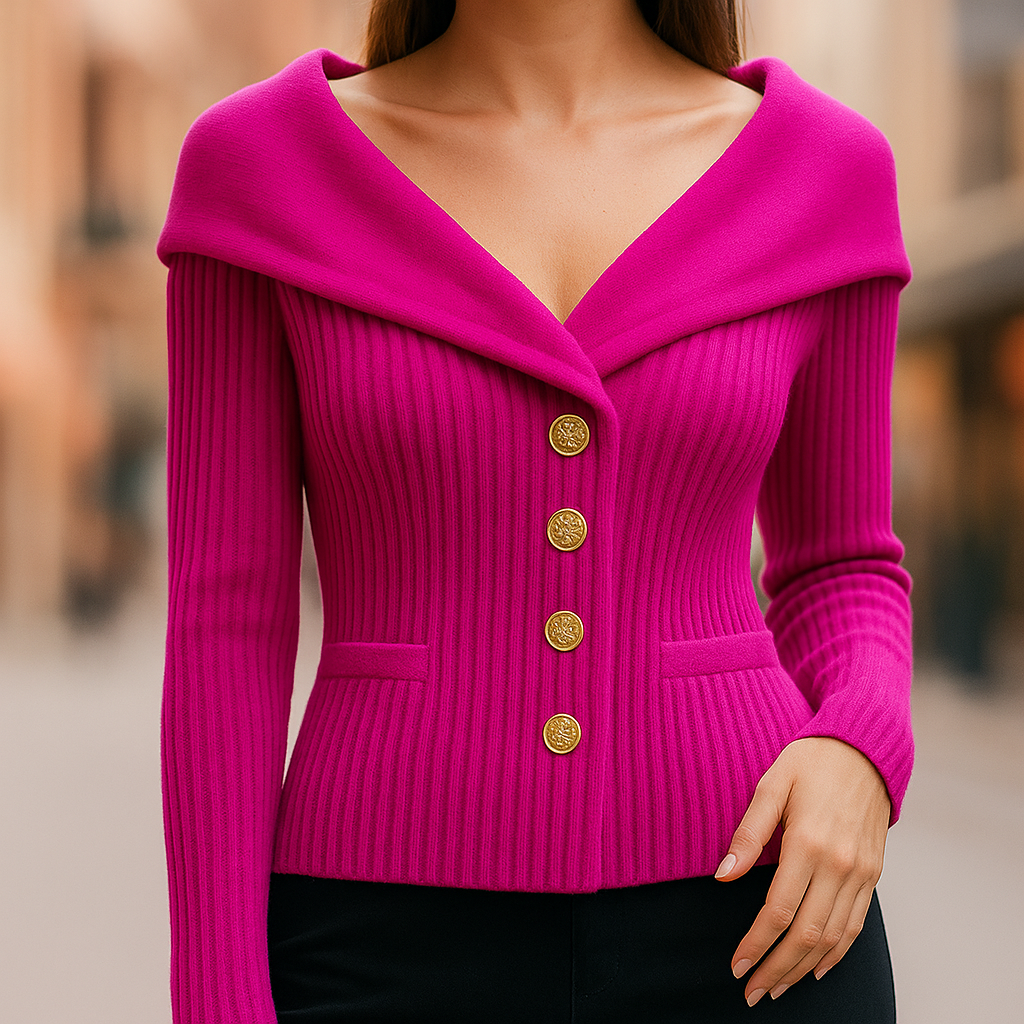 Cozy Chunky Knit Cardigan for Women Pink Berry