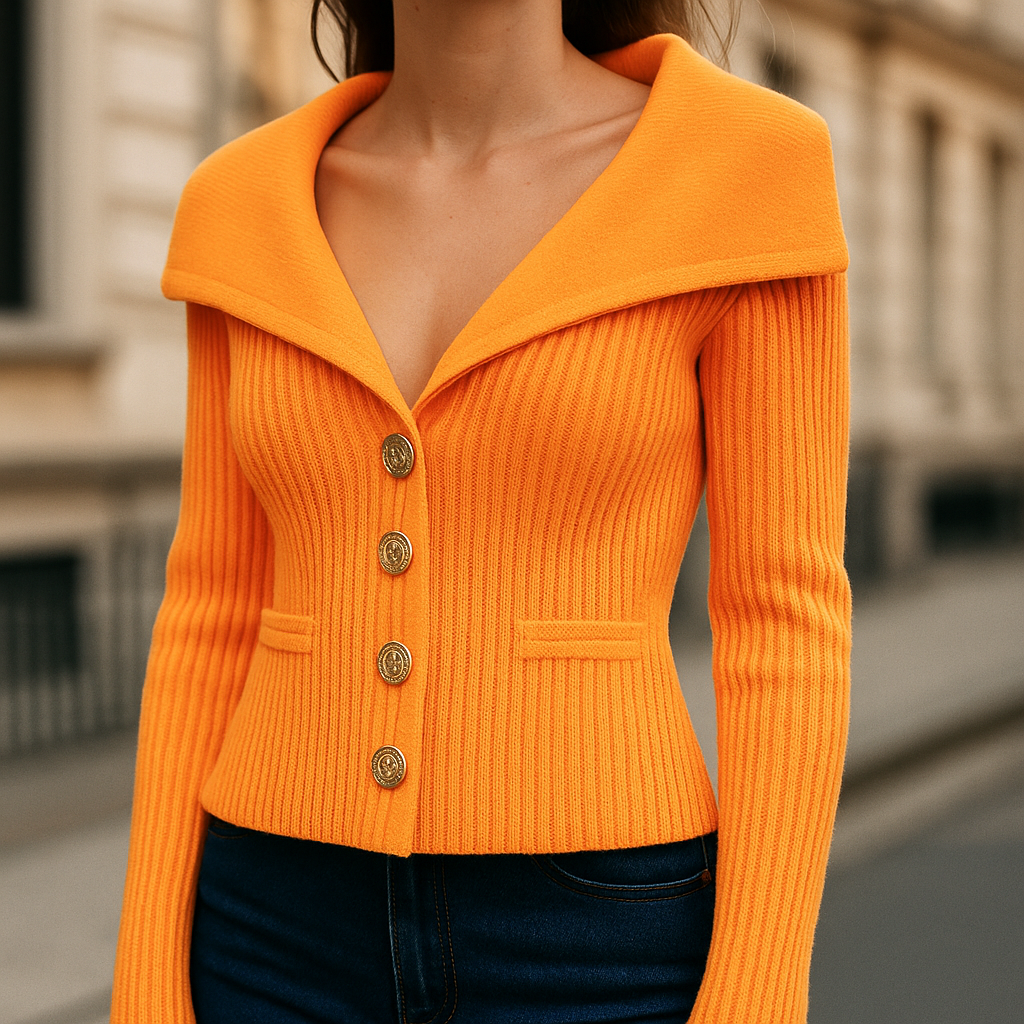 Cozy Chunky Knit Cardigan for Women Orange