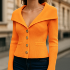 Cozy Chunky Knit Cardigan for Women Orange