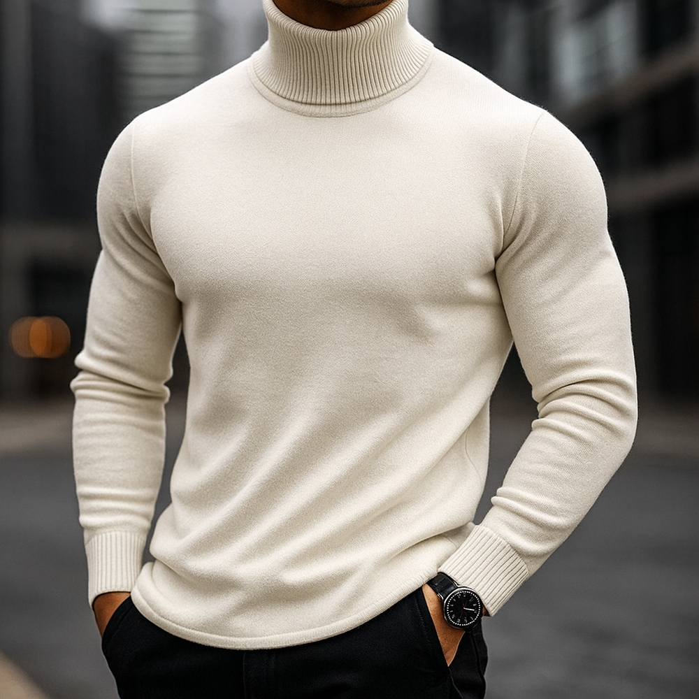 Cozy Knit Turtleneck Sweater -Soft, Warm, Stylish Beige
