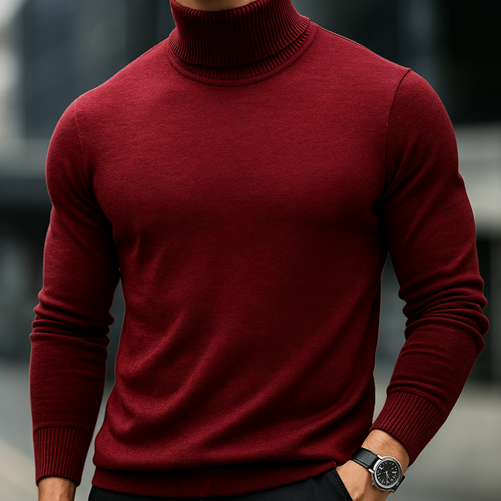 Cozy Knit Turtleneck Sweater -Soft, Warm, Stylish Merlot