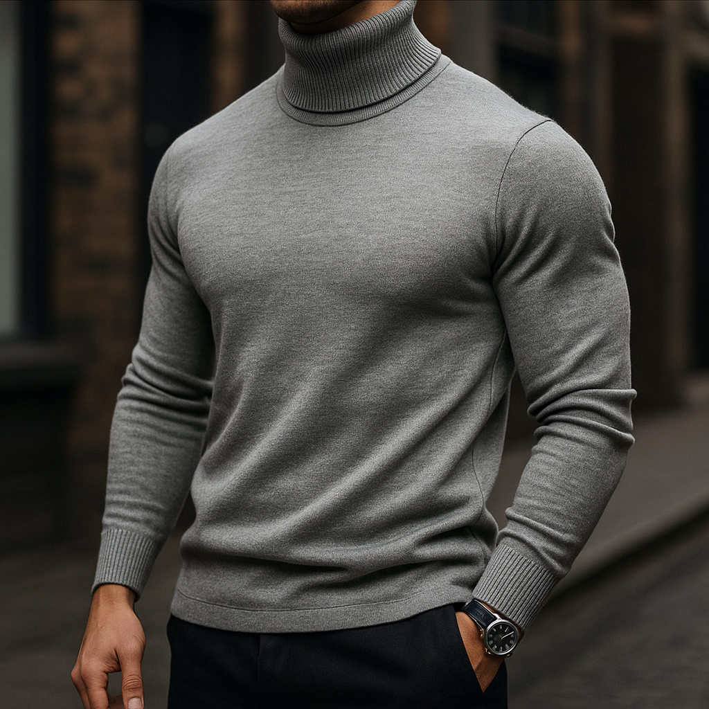 Cozy Knit Turtleneck Sweater -Soft, Warm, Stylish Grey