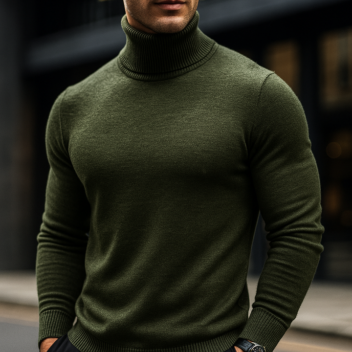 Cozy Knit Turtleneck Sweater -Soft, Warm, Stylish Khaki