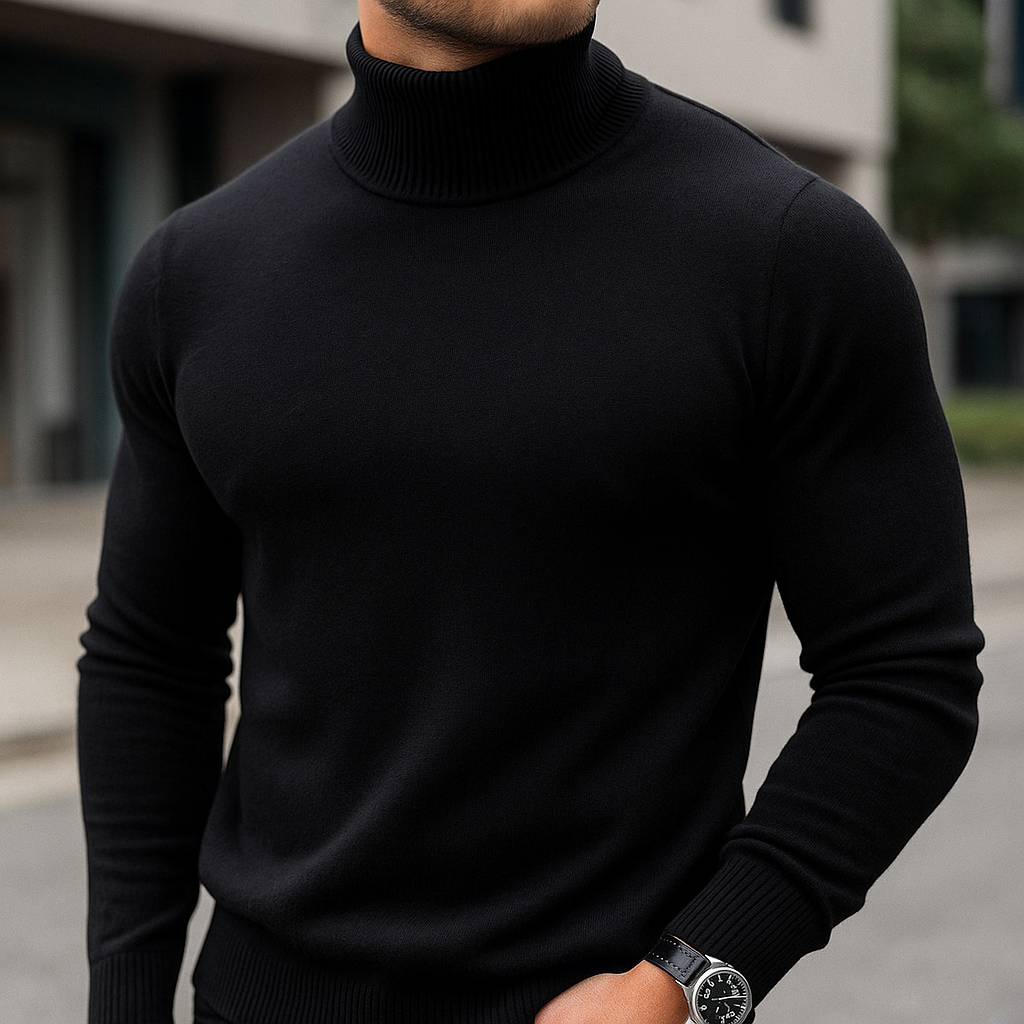 Cozy Knit Turtleneck Sweater -Soft, Warm, Stylish Black