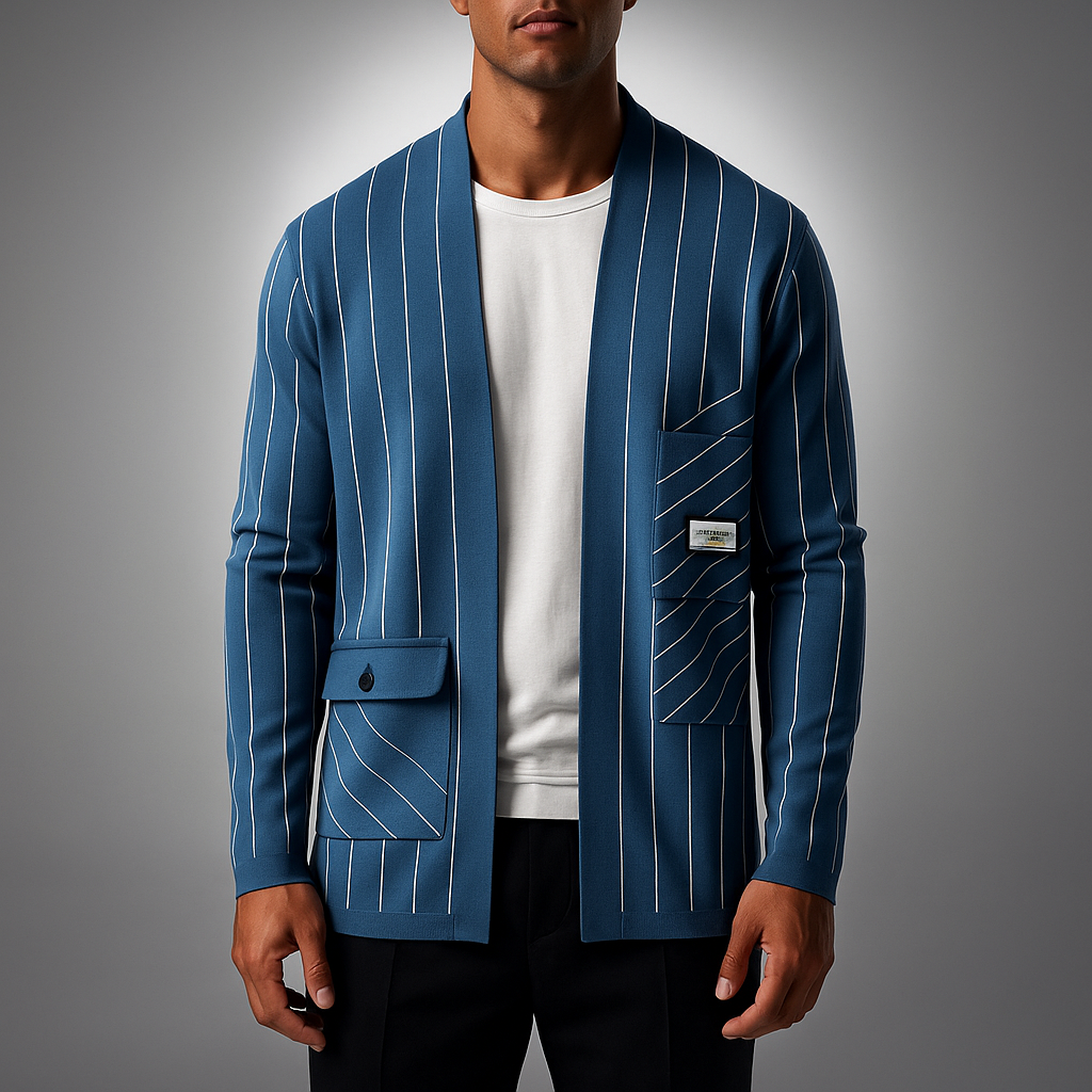 Men's Striped Cardigan - Stylish Knitwear for Casual Wear