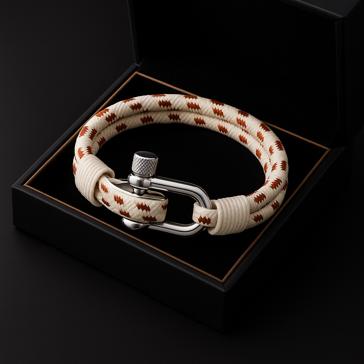 Durable Shackle Rope Bracelet for Adventurers White & Orange