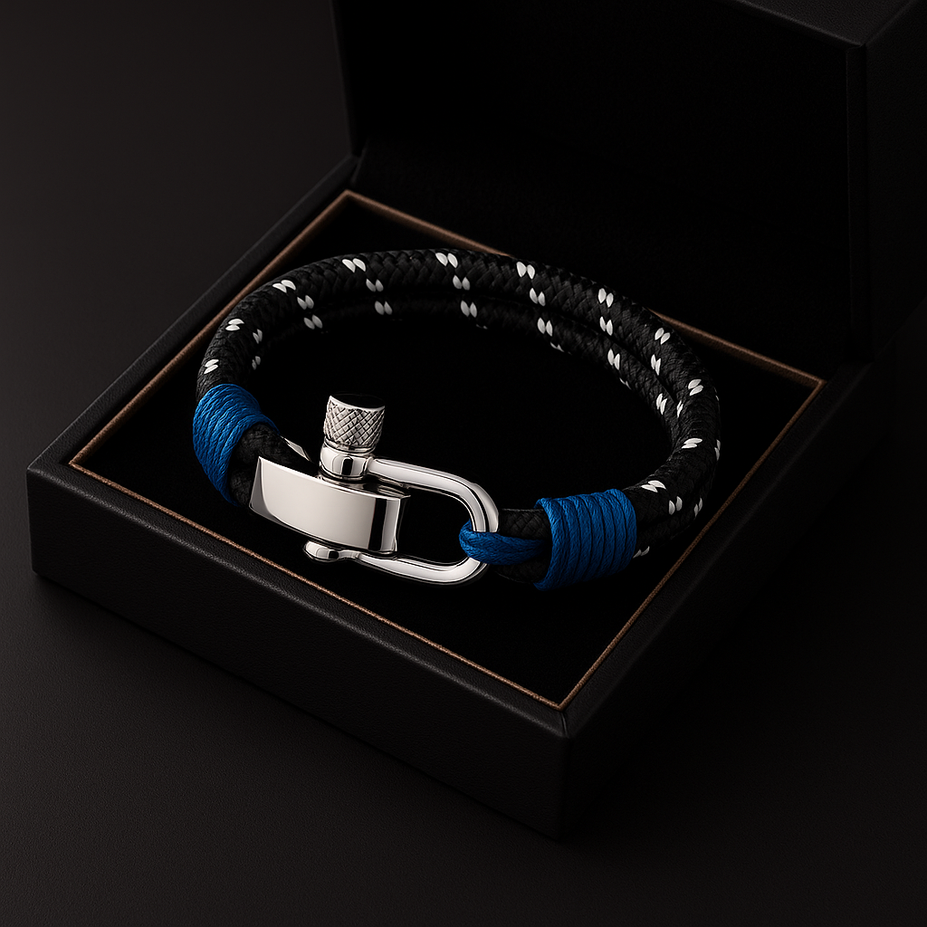 Durable Shackle Rope Bracelet for Adventurers Black & Blue