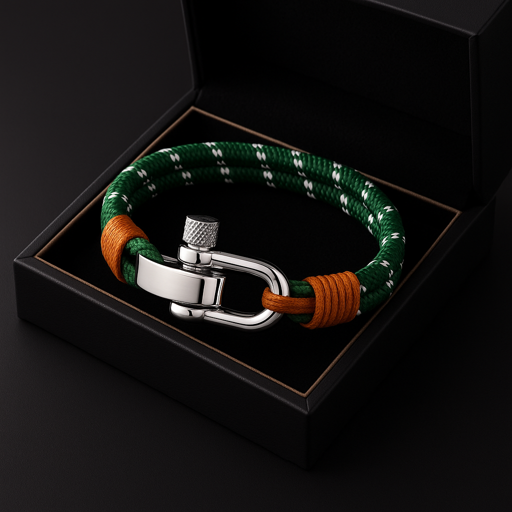 Durable Shackle Rope Bracelet for Adventurers Green & Orange